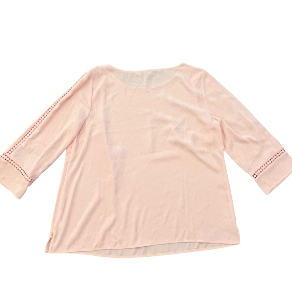 Talbots Blouse Pastel Pink Cutout Sleeves 3/4 Hidden Side Zipper Size LP NWT - Picture 13 of 13